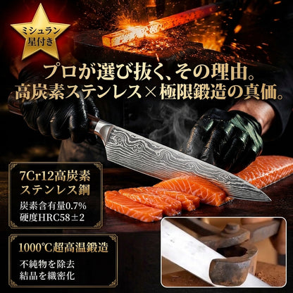 Mivora SteelEdge™｜ダマスカス包丁｜正確な切れ味を追求 超耐久キッチンナイフ。